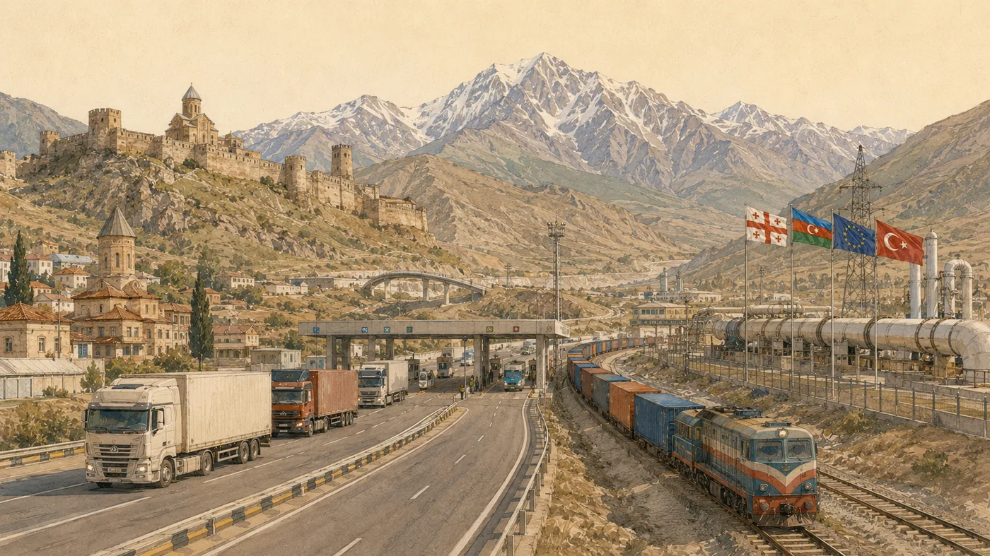 Caucase : axe de transit, montagnes, énergie et circulation entre Europe et Asie.