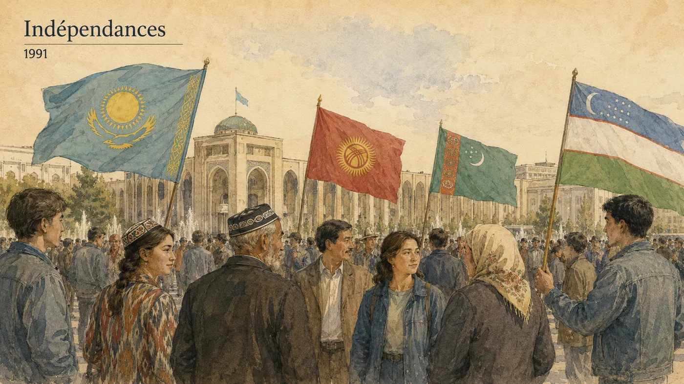Places publiques, drapeaux et bâtiments officiels : les indépendances de 1991 ouvrent une nouvelle phase politique.